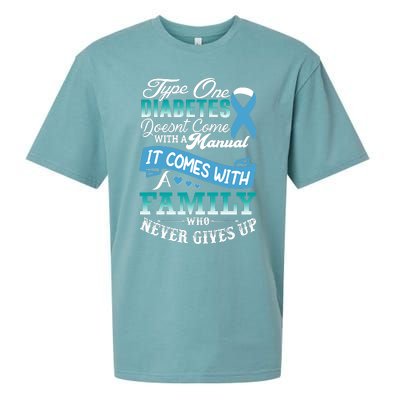 Type One Diabetes For Family Blue Ribbon Diabetic T1D Family Sueded Cloud Jersey T-Shirt