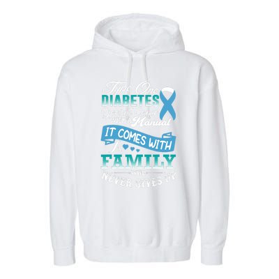 Type One Diabetes For Family Blue Ribbon Diabetic T1D Family Garment-Dyed Fleece Hoodie