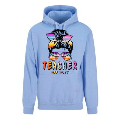 Teacher Off Duty Messy Bun Rainbow Sunglasses End Of Schoo Unisex Surf Hoodie