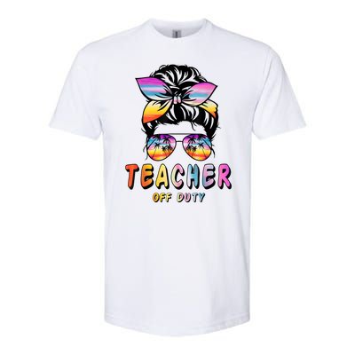 Teacher Off Duty Messy Bun Rainbow Sunglasses End Of Schoo Softstyle CVC T-Shirt