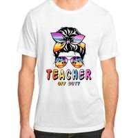 Teacher Off Duty Messy Bun Rainbow Sunglasses End Of Schoo Adult ChromaSoft Performance T-Shirt