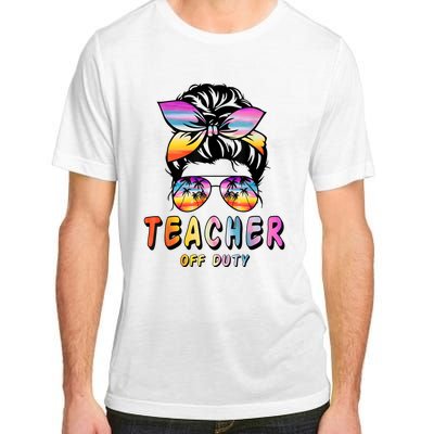 Teacher Off Duty Messy Bun Rainbow Sunglasses End Of Schoo Adult ChromaSoft Performance T-Shirt