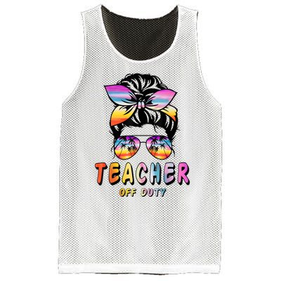 Teacher Off Duty Messy Bun Rainbow Sunglasses End Of Schoo Mesh Reversible Basketball Jersey Tank