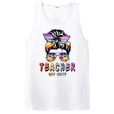 Teacher Off Duty Messy Bun Rainbow Sunglasses End Of Schoo PosiCharge Competitor Tank