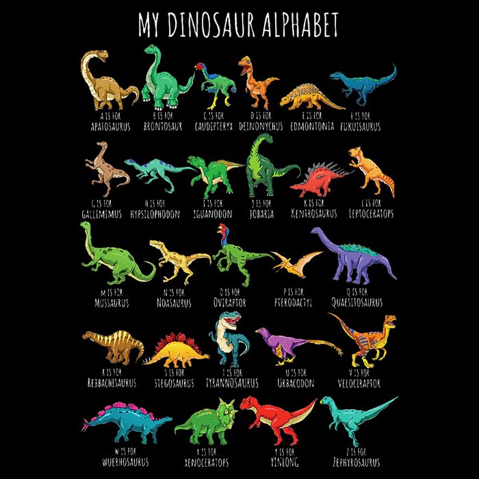 Types Of Dinosaurs Alphabet Az Abc Dino Identification Full-Length Apron With Pockets
