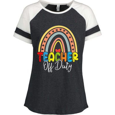 Teacher Off Duty Last Day Of School Rainbow Summer Enza Ladies Jersey Colorblock Tee