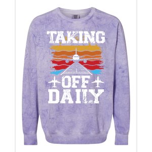 Taking Off Daily Aviation Airline Pilot Colorblast Crewneck Sweatshirt