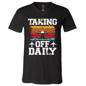 Taking Off Daily Aviation Airline Pilot V-Neck T-Shirt