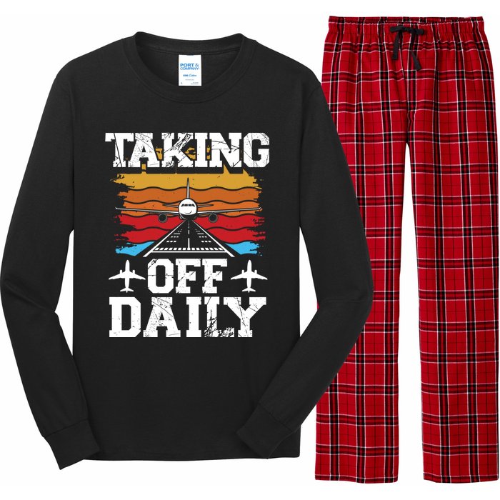 Taking Off Daily Aviation Airline Pilot Long Sleeve Pajama Set