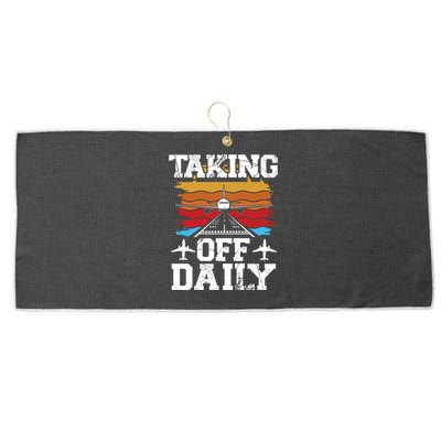 Taking Off Daily Aviation Airline Pilot Large Microfiber Waffle Golf Towel