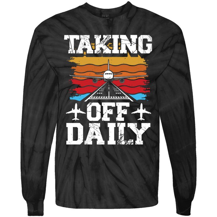 Taking Off Daily Aviation Airline Pilot Tie-Dye Long Sleeve Shirt