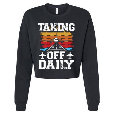 Taking Off Daily Aviation Airline Pilot Cropped Pullover Crew