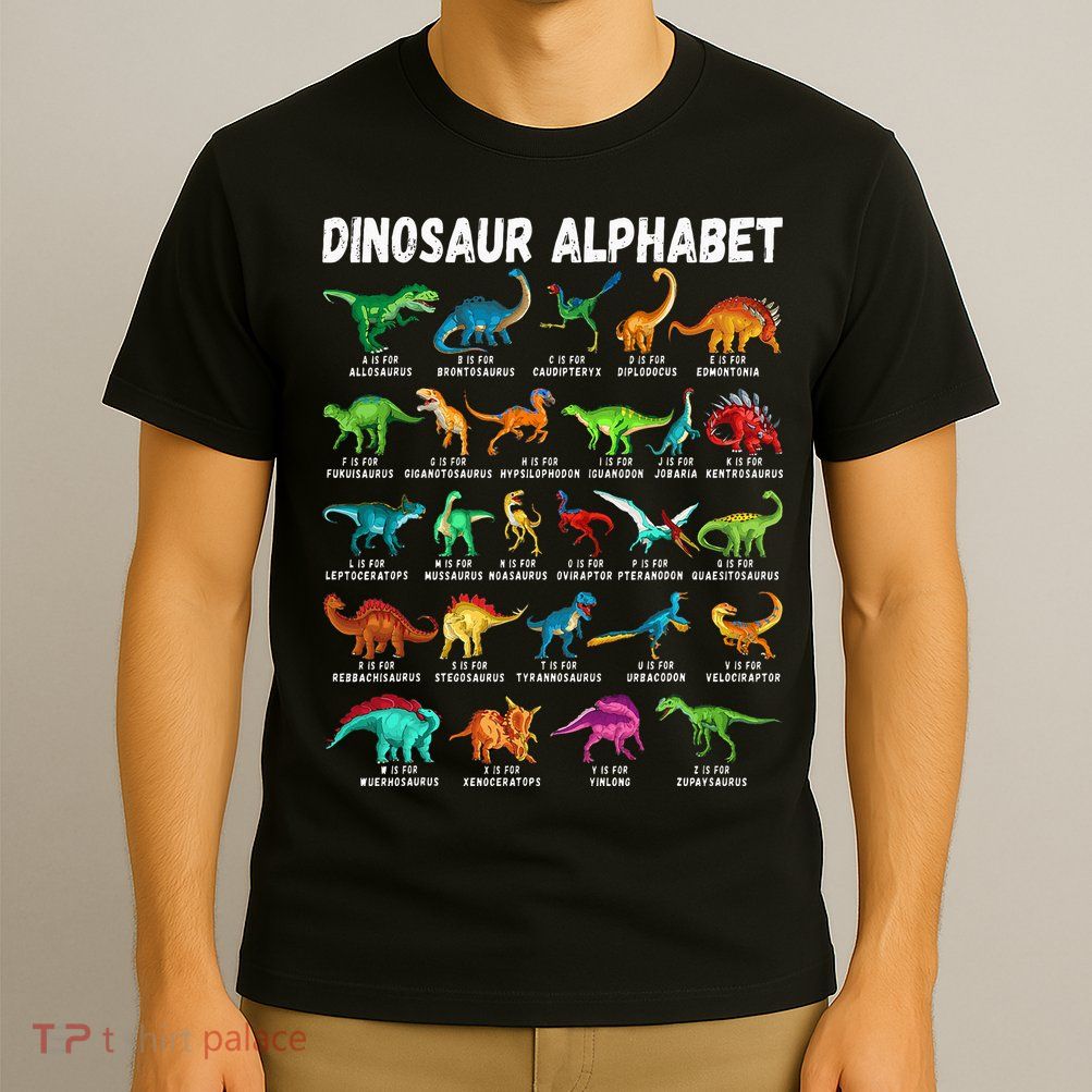 Types Of Dinosaurs Alphabet Az Abc Dino Identification T-Shirt