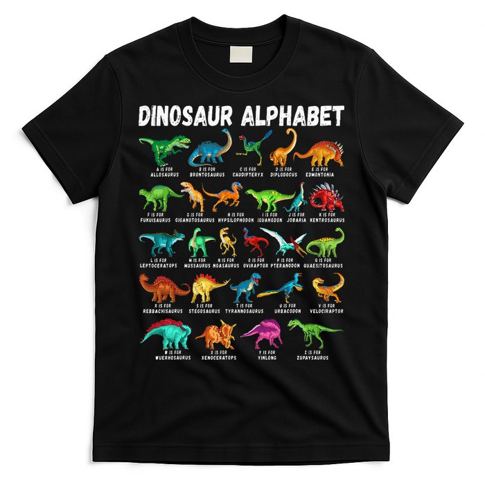 Types Of Dinosaurs Alphabet A Z ABC Dino Identification T-Shirt