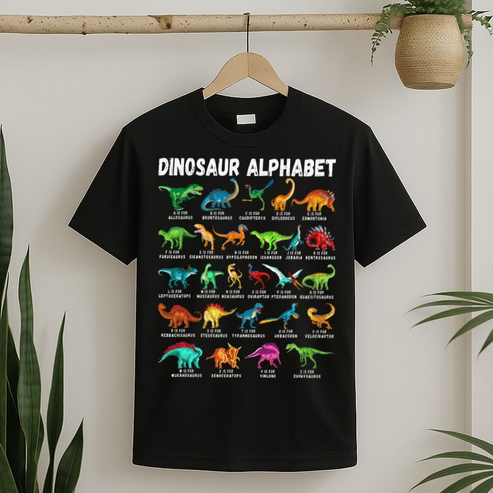 Types Of Dinosaurs Alphabet A Z ABC Dino Identification T-Shirt