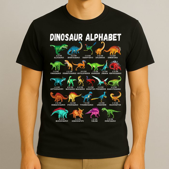 Types Of Dinosaurs Alphabet A Z ABC Dino Identification T-Shirt
