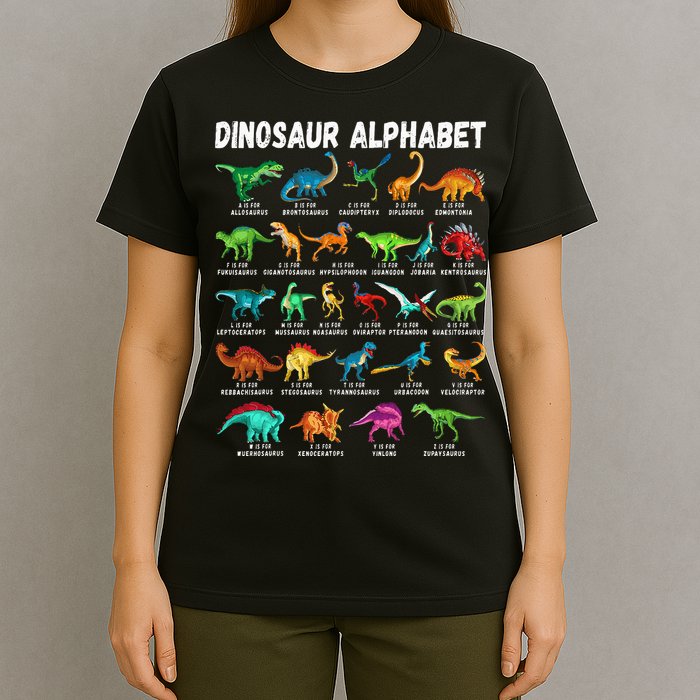Types Of Dinosaurs Alphabet A Z ABC Dino Identification T-Shirt