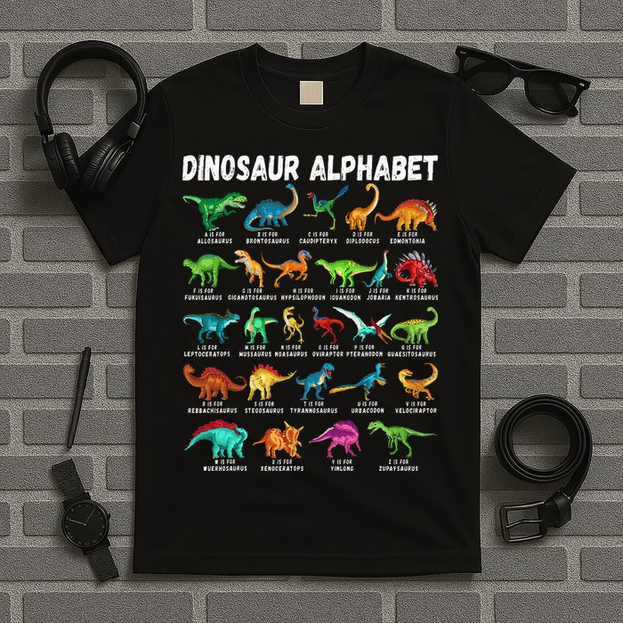 Types Of Dinosaurs Alphabet A Z ABC Dino Identification T-Shirt