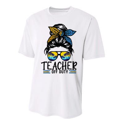 Teacher Off Duty Messy Bun Last Day Of School Teacher Summer Performance Sprint T-Shirt