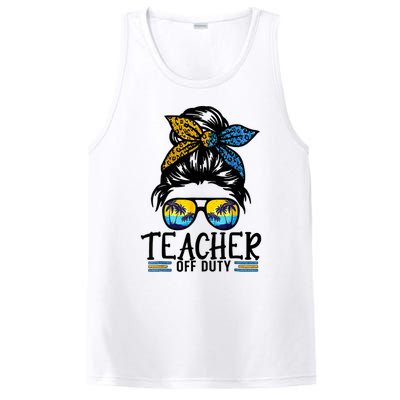 Teacher Off Duty Messy Bun Last Day Of School Teacher Summer PosiCharge Competitor Tank