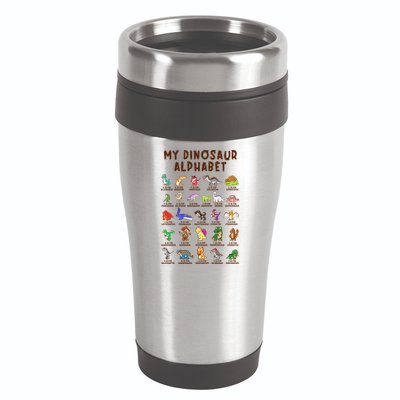 Types Of Dinosaurs Alphabet Dino Identification Meaningful Gift 16oz Travel Tumbler