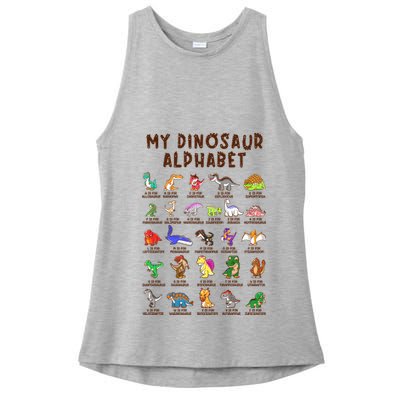 Types Of Dinosaurs Alphabet Dino Identification Meaningful Gift Ladies PosiCharge Tri-Blend Wicking Tank