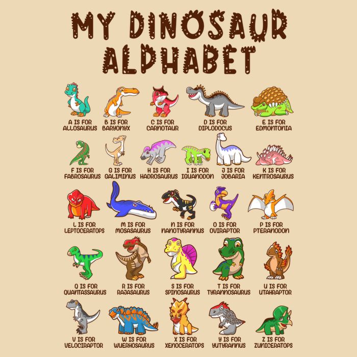 Types Of Dinosaurs Alphabet Dino Identification Meaningful Gift Bag