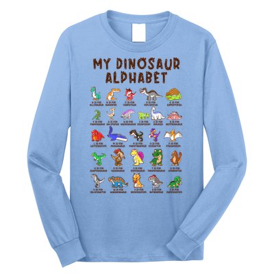 Types Of Dinosaurs Alphabet Dino Identification Meaningful Gift Long Sleeve Shirt