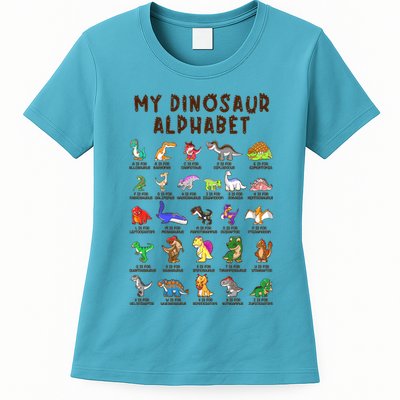 Types Of Dinosaurs Alphabet Dino Identification Meaningful Gift Womens T-Shirt