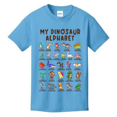 Types Of Dinosaurs Alphabet Dino Identification Meaningful Gift Kids T-Shirt