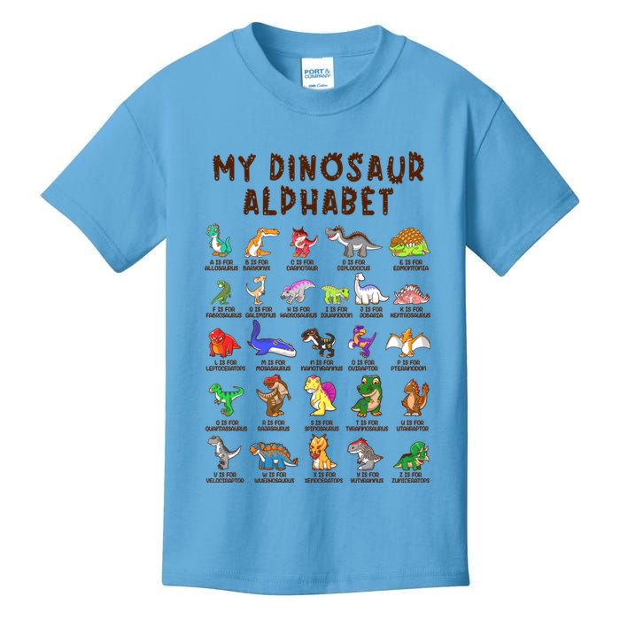 Types Of Dinosaurs Alphabet Dino Identification Meaningful Gift Kids T-Shirt