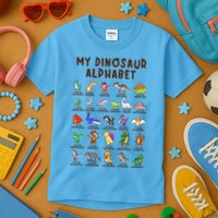 Types Of Dinosaurs Alphabet Dino Identification Meaningful Gift Kids T-Shirt