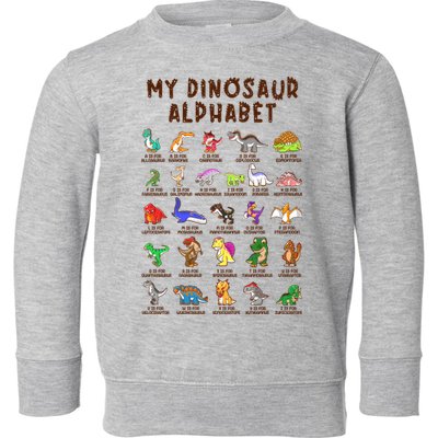 Types Of Dinosaurs Alphabet Dino Identification Meaningful Gift Toddler Sweatshirt