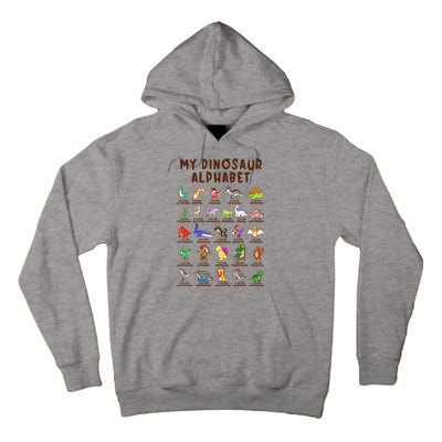 Types Of Dinosaurs Alphabet Dino Identification Meaningful Gift Tall Hoodie