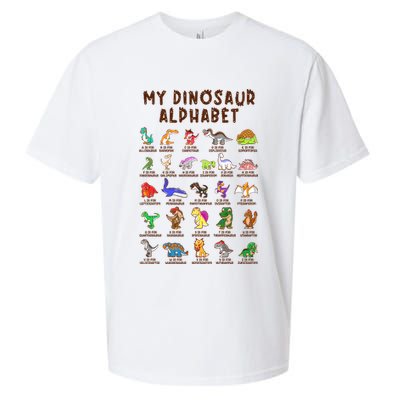 Types Of Dinosaurs Alphabet Dino Identification Meaningful Gift Sueded Cloud Jersey T-Shirt