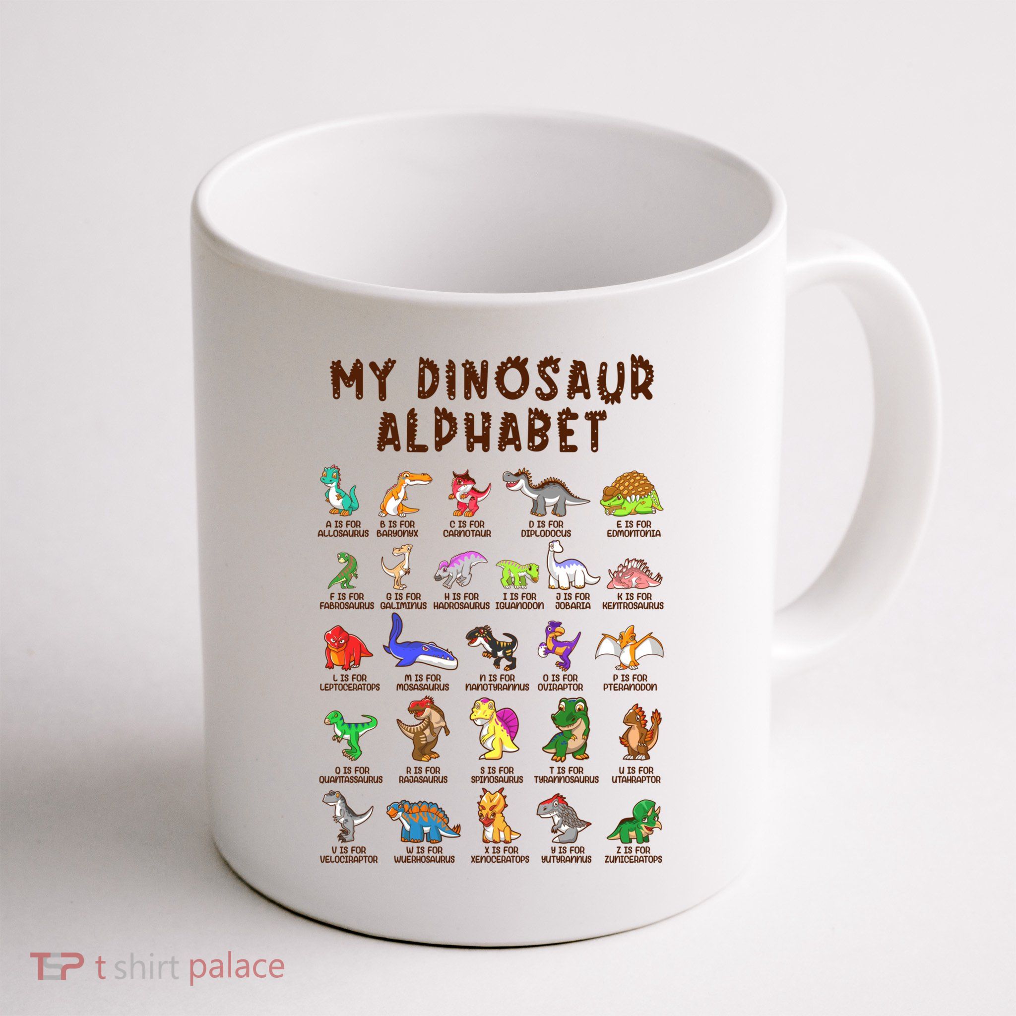 Types Of Dinosaurs Alphabet Dino Identification Meaningful Gift Mug