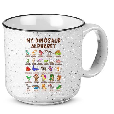 Types Of Dinosaurs Alphabet Dino Identification Meaningful Gift 15oz Campfire Ceramic Mug
