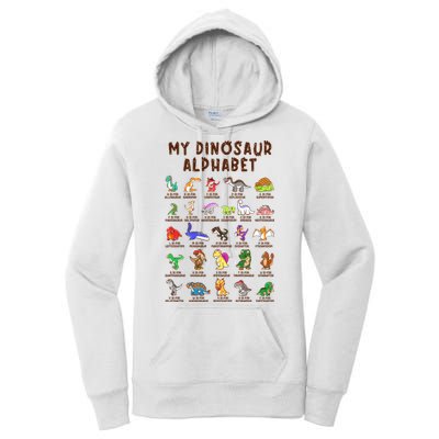Types Of Dinosaurs Alphabet Dino Identification Meaningful Gift Women's Pullover Hoodie