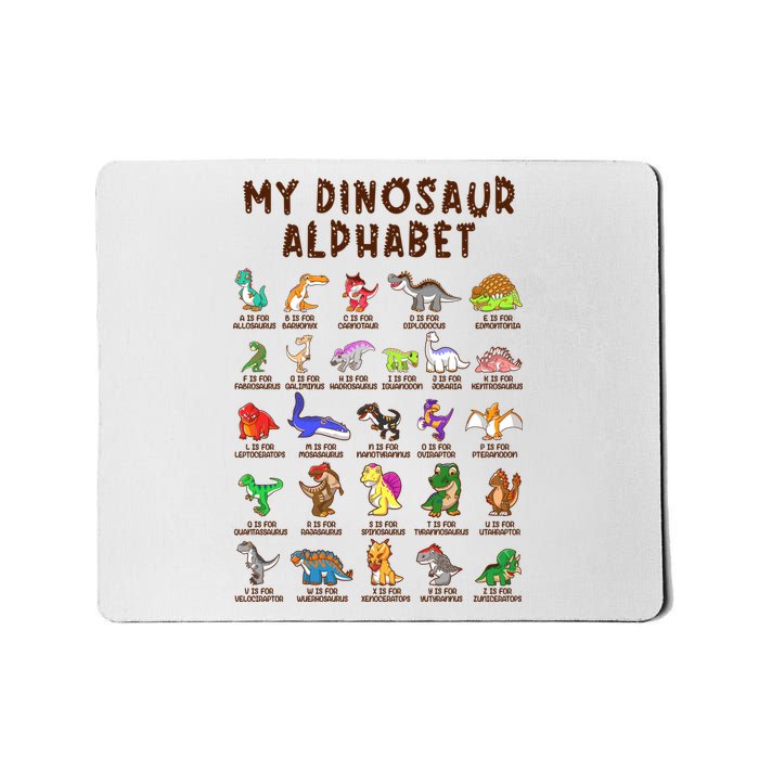 Types Of Dinosaurs Alphabet Dino Identification Meaningful Gift Mousepad