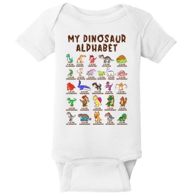 Types Of Dinosaurs Alphabet Dino Identification Meaningful Gift Baby Bodysuit