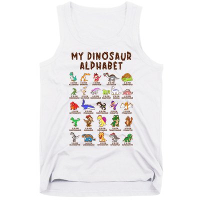 Types Of Dinosaurs Alphabet Dino Identification Meaningful Gift Tank Top