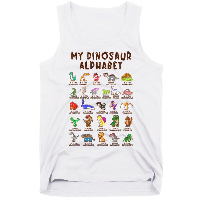 Types Of Dinosaurs Alphabet Dino Identification Meaningful Gift Tank Top