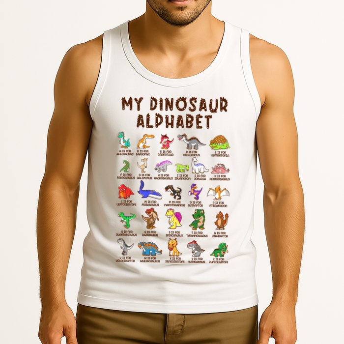 Types Of Dinosaurs Alphabet Dino Identification Meaningful Gift Tank Top
