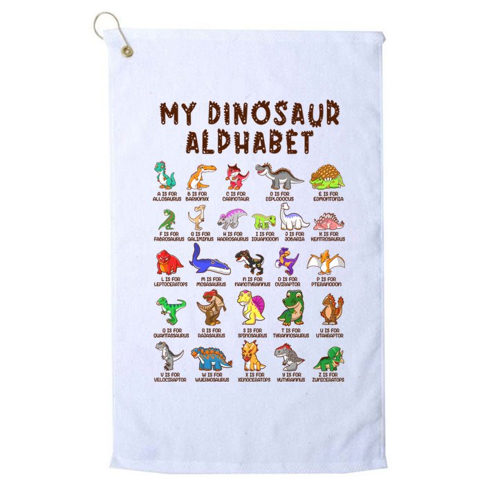 Types Of Dinosaurs Alphabet Dino Identification Meaningful Gift Golf Towel