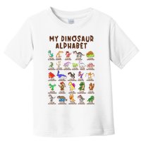 Types Of Dinosaurs Alphabet Dino Identification Meaningful Gift Toddler T-Shirt