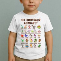 Types Of Dinosaurs Alphabet Dino Identification Meaningful Gift Toddler T-Shirt