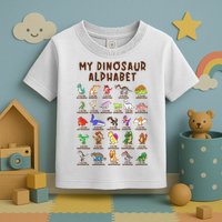 Types Of Dinosaurs Alphabet Dino Identification Meaningful Gift Toddler T-Shirt