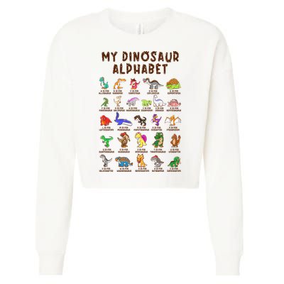 Types Of Dinosaurs Alphabet Dino Identification Meaningful Gift Cropped Pullover Crew