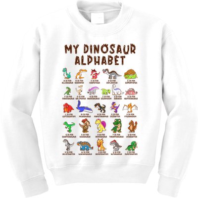 Types Of Dinosaurs Alphabet Dino Identification Meaningful Gift Kids Sweatshirt