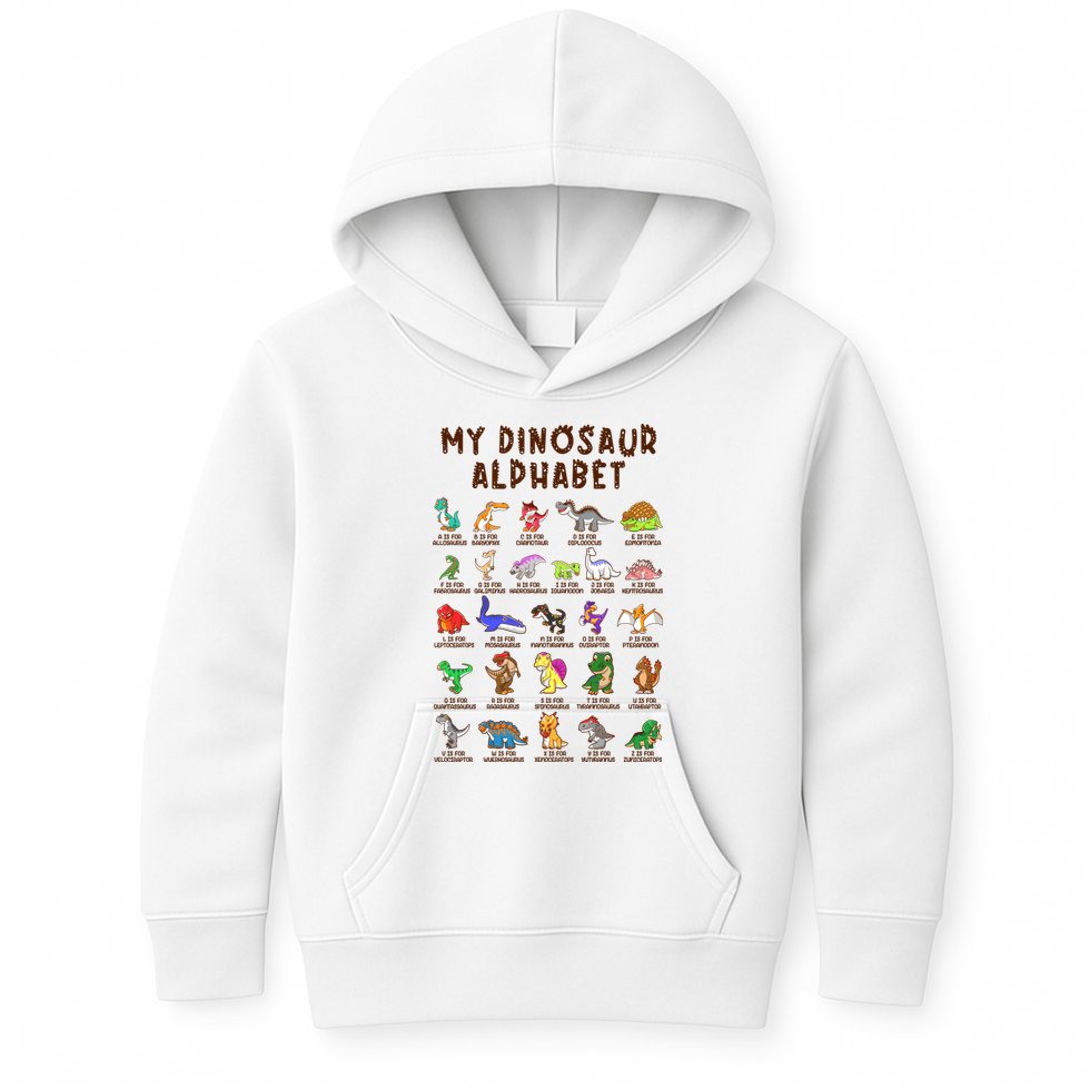 Types Of Dinosaurs Alphabet Dino Identification Meaningful Gift Kids Hoodie